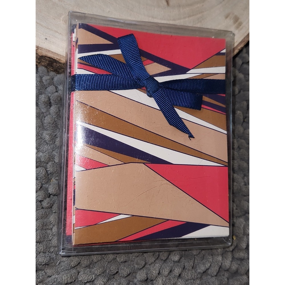 Ellen Tracy Notecards & Envelopes Set (10 Each) Red Brown Blue - Abstract - New